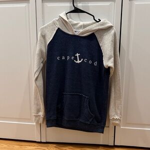 Cape Cod Anchor Hooded Sweatshirt - Navy & Cream